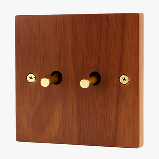 natural wood 2-gang light switch
