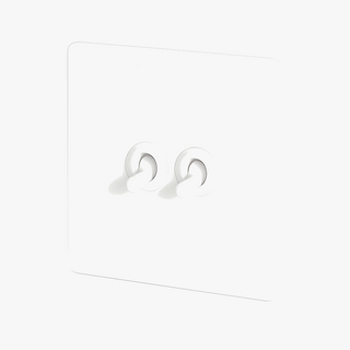 matte white steel 2-gang intermediate light switch