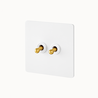 matte white & gold steel 2-gang intermediate light switch