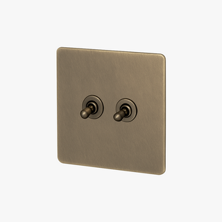 aged bronze steel 2-gang intermediate light switch