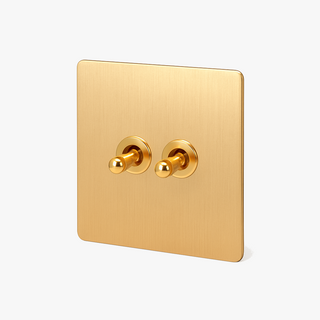 brushed gold steel 2-gang intermediate light switch