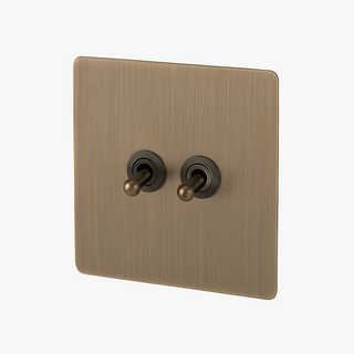 brushed grey steel 2-gang intermediate light switch