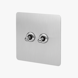 light brushed grey steel 2-gang intermediate light switch