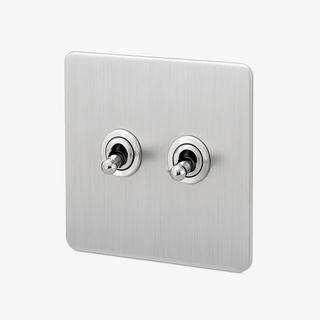 light brushed grey steel 2-gang intermediate light switch