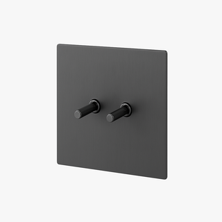 dark brushed grey steel 2-gang intermediate light switch