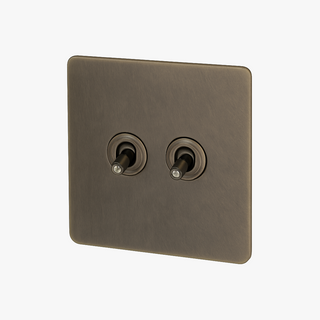 aged grey steel 2-gang intermediate light switch