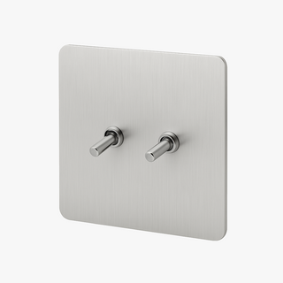 light brushed grey steel 2-gang intermediate light switch