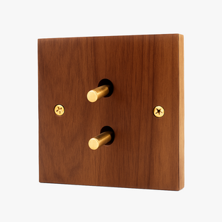 natural wood 3-gang light switch