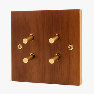 natural wood 4-gang light switch