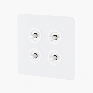 matte white steel 4-gang light switch