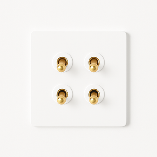 matte white & gold steel 4-gang light switch