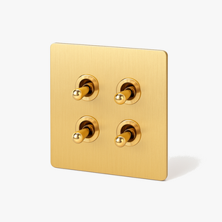 brushed gold steel 4-gang light switch