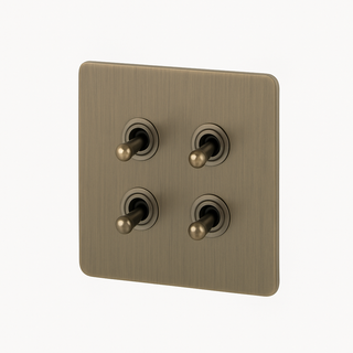 brushed grey steel 4-gang light switch