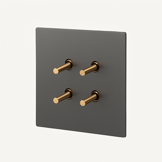 brushed grey & gold steel 4-gang light switch