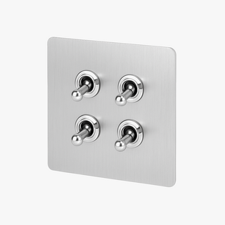 light brushed grey steel 4-gang light switch