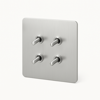 light brushed grey steel 4-gang light switch
