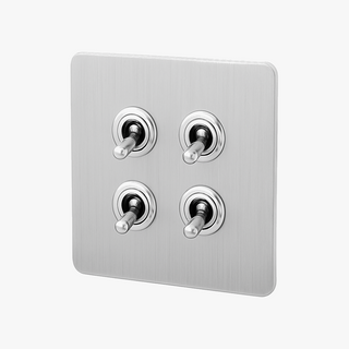light brushed grey steel 4-gang light switch