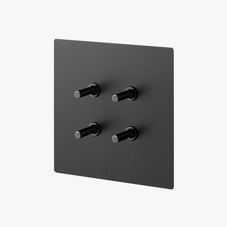 dark brushed grey steel 4-gang light switch