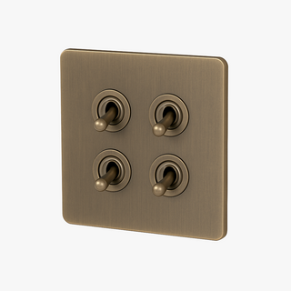 aged grey steel 4-gang light switch