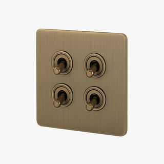 aged brushed grey steel 4-gang light switch
