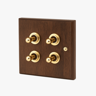 natural wood 4-gang light switch