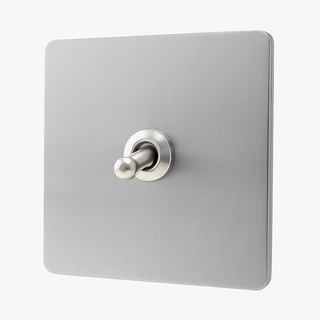 light brushed grey steel 1-gang light switch