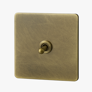 aged brushed grey steel 1-gang light switch