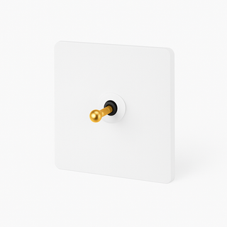 matte white & gold steel 1-gang intermediate light switch