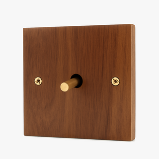 natural wood 2-gang light switch