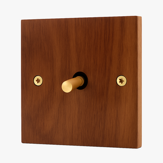 natural wood 3-gang light switch