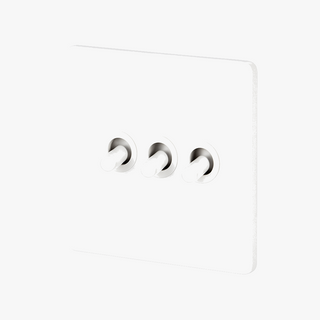 matte white steel 3-gang light switch