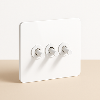 matte white steel 3-gang light switch