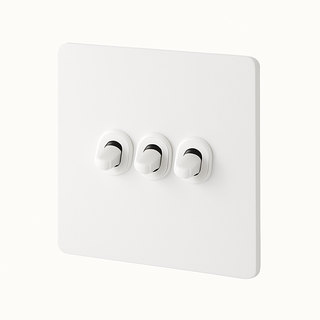 matte white steel 3-gang light switch