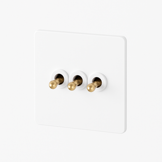 matte white & gold steel 3-gang light switch