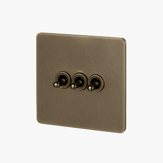 aged bronze steel 3-gang light switch
