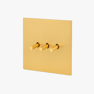 brushed gold steel 3-gang light switch