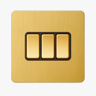 brushed gold steel 3-gang light switch