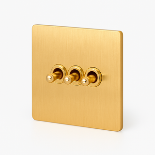 brushed gold steel 3-gang light switch