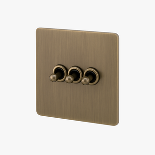 brushed grey steel 3-gang light switch