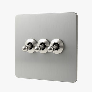 brushed grey steel 3-gang light switch