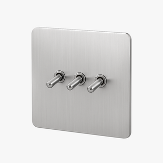 light brushed grey steel 3-gang light switch