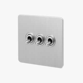 light brushed grey steel 3-gang light switch