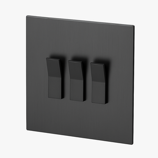 dark brushed grey steel 3-gang light switch