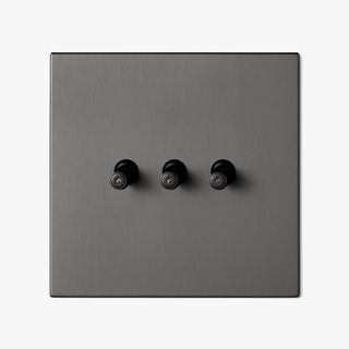 dark brushed grey steel 3-gang light switch