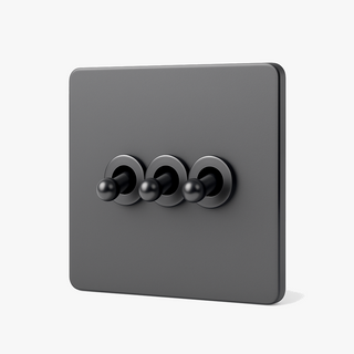 dark brushed grey steel 3-gang light switch