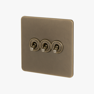 aged grey steel 3-gang light switch