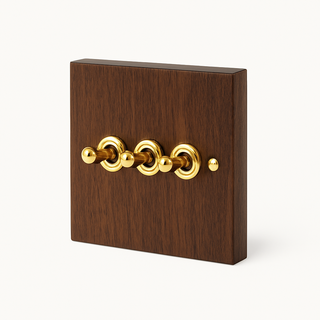 natural wood 3-gang light switch