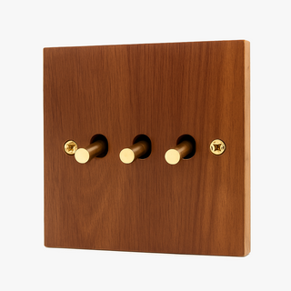 natural wood 3-gang light switch