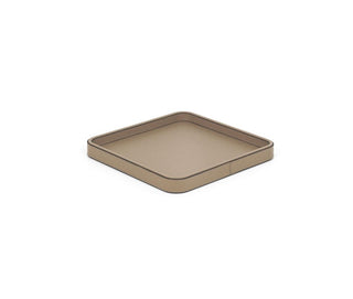 square leather tray pinetti hand stitched calfskin wooden non-slip base front view