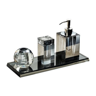 crystal glass luxury bathroom set soap dispenser tray accessories close-up